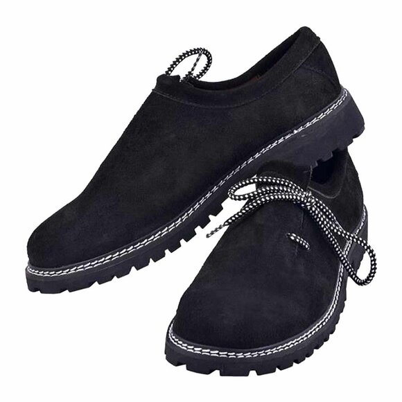 Men’s Lederhosen Shoes – Bavarian Trachten Suede Oktoberfest Black Boots NEW - Picture 2 of 8